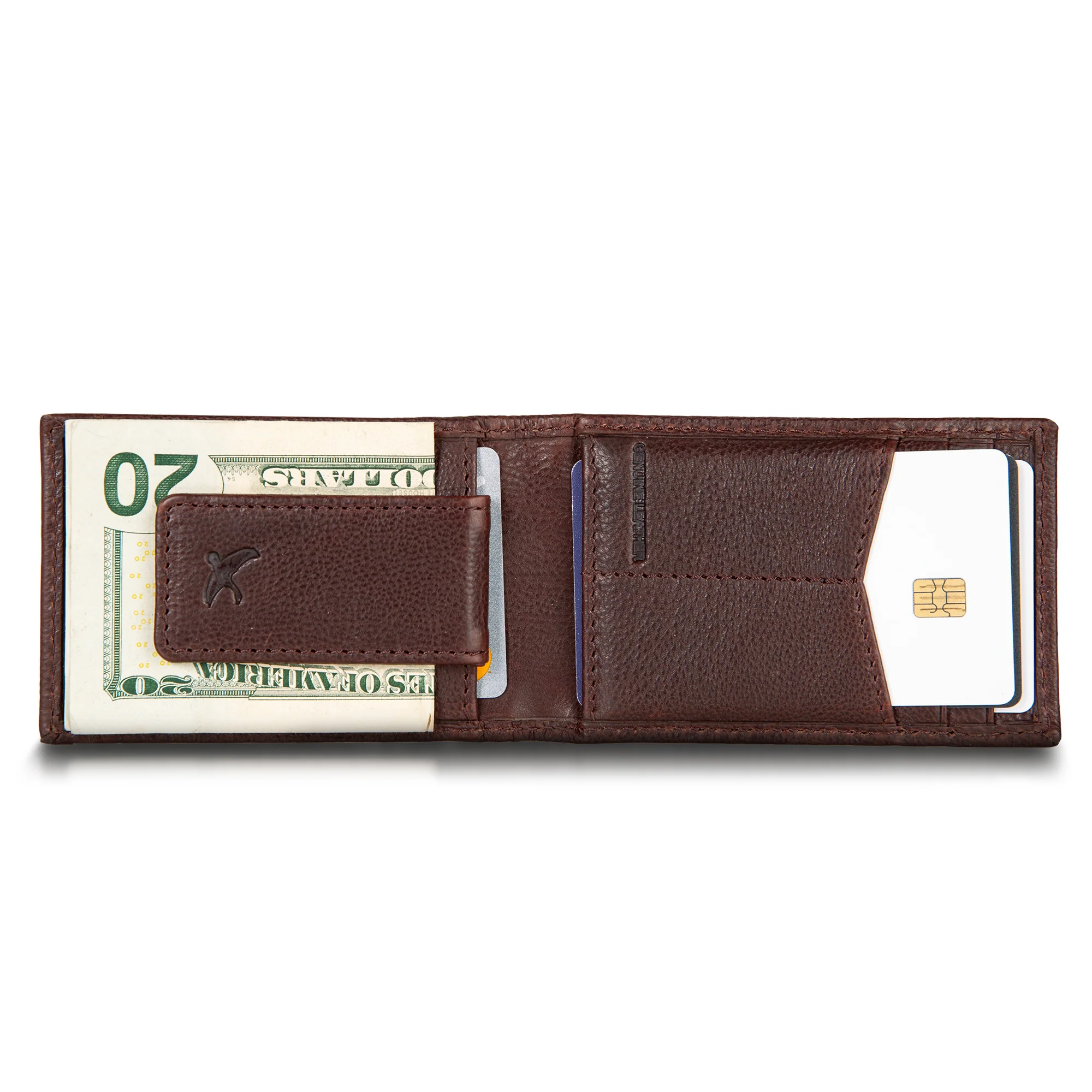 EB Signature Logo Leather Bifold With Money Clip Wallet - Image 16