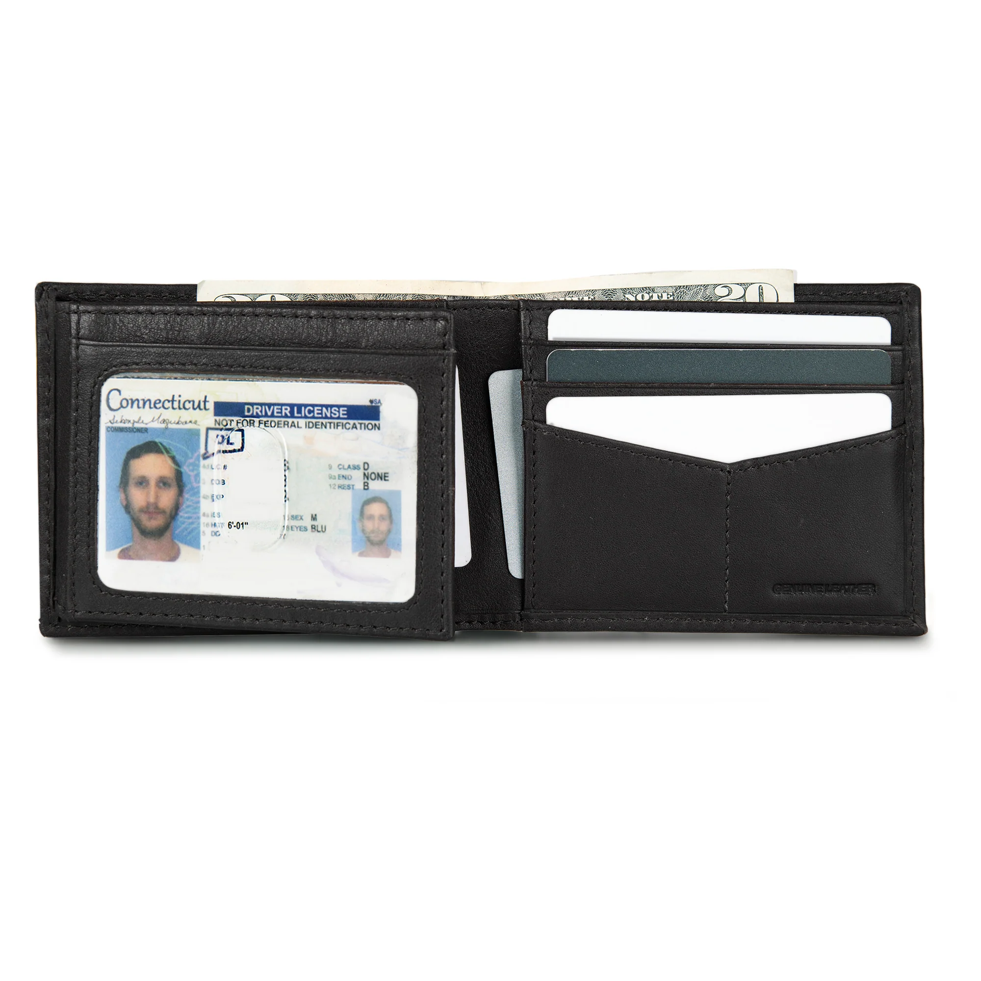EB Signature Logo Leather Flip Id Bifold Wallet - Image 16