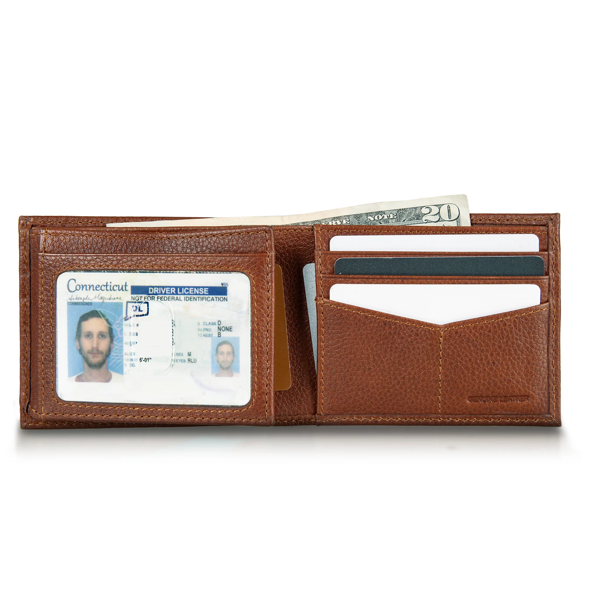 EB Signature Logo Leather Flip Id Bifold Wallet - Image 18
