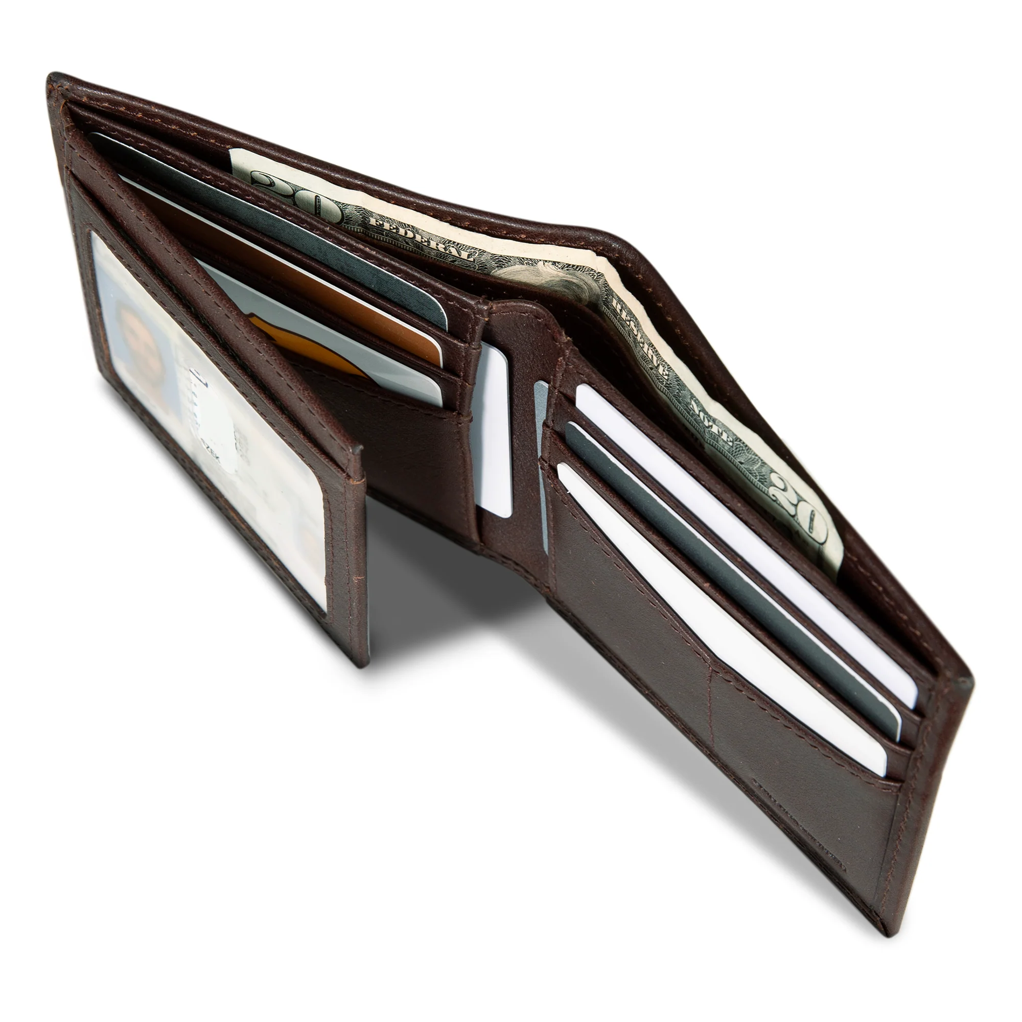 EB Signature Logo Leather Flip Id Bifold Wallet - Image 20