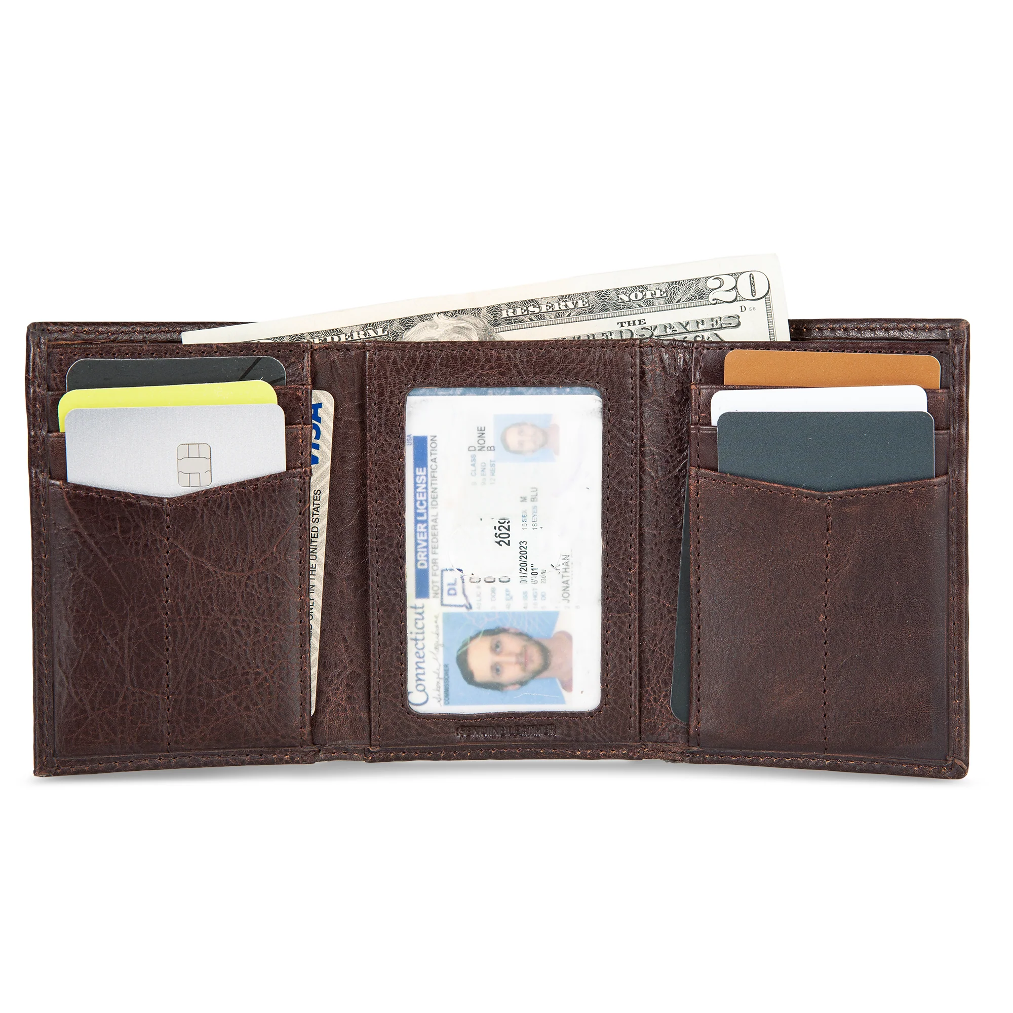 EB Signature Logo Leather Trifold Wallet - Image 14