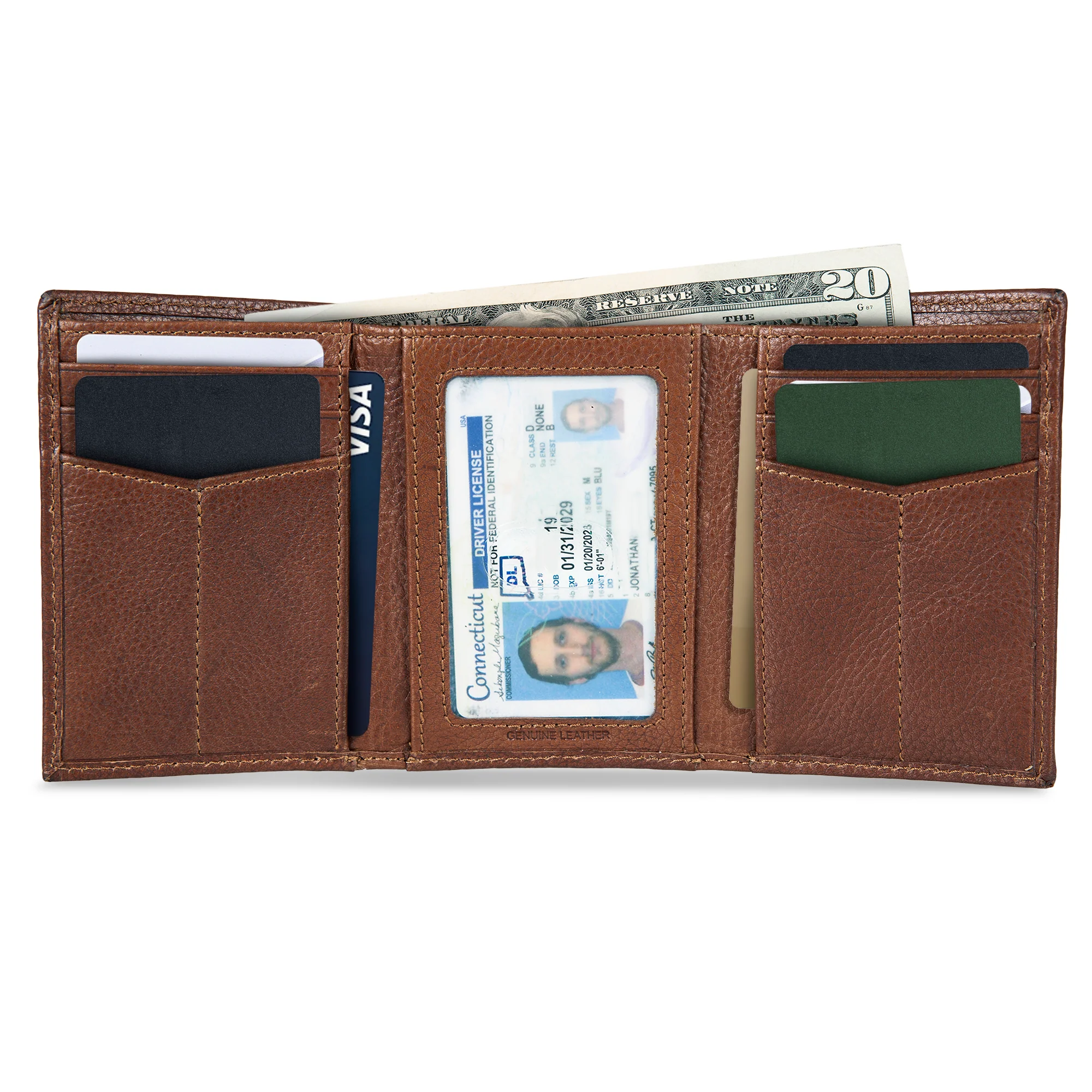 EB Signature Logo Leather Trifold Wallet - Image 15