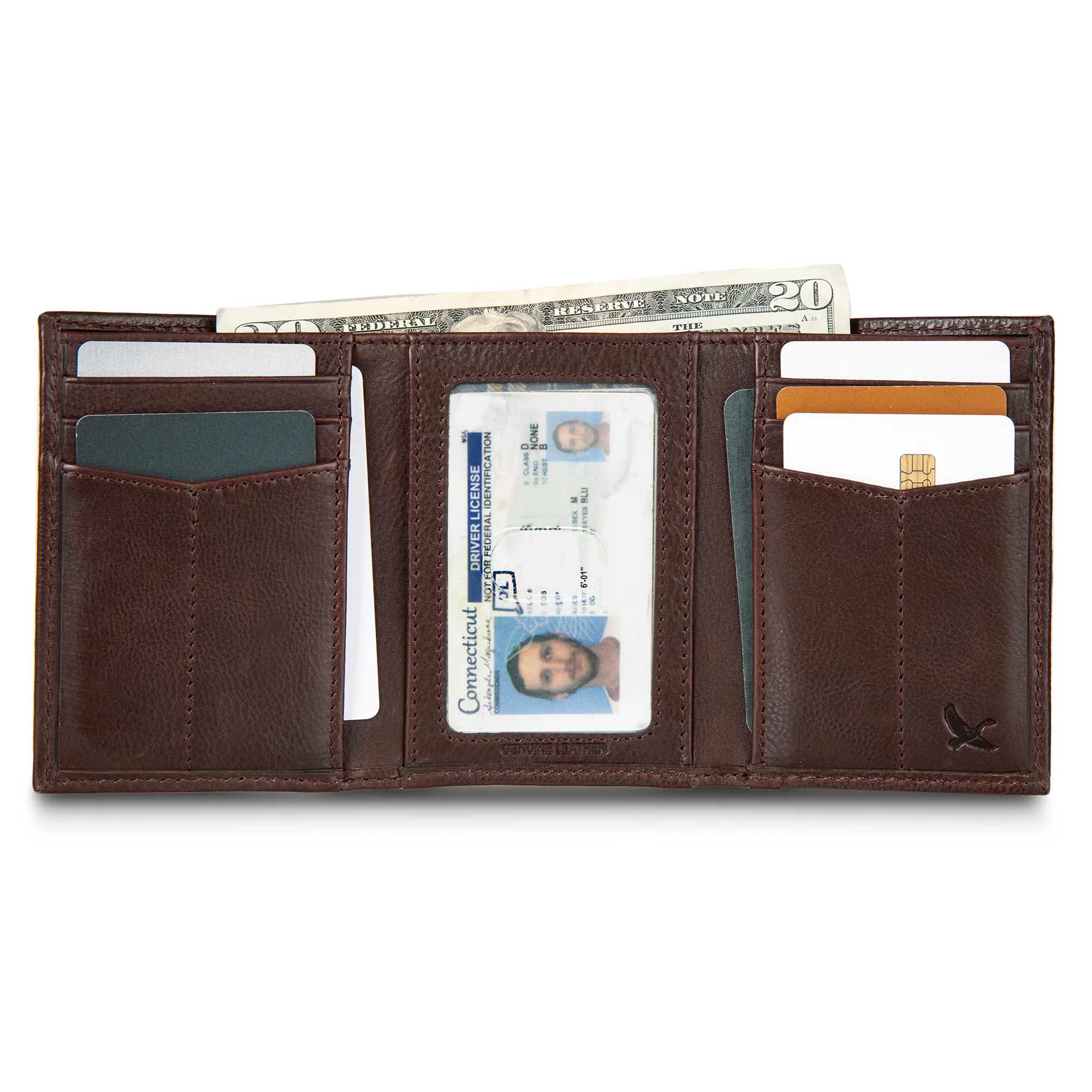 EB Signature Logo Leather Trifold Wallet - Image 17
