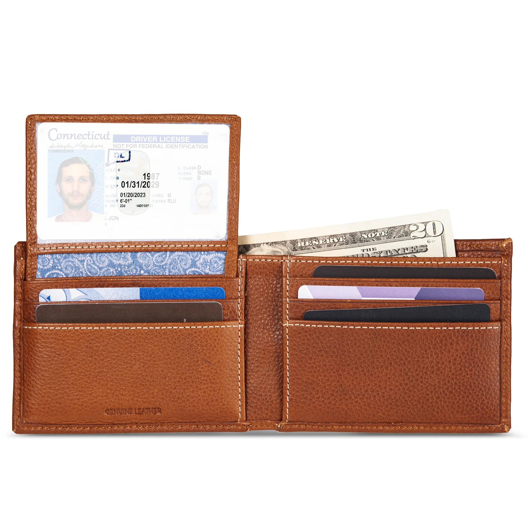 EB Signature Top Stitch Leather Passcase Wallet - Image 4