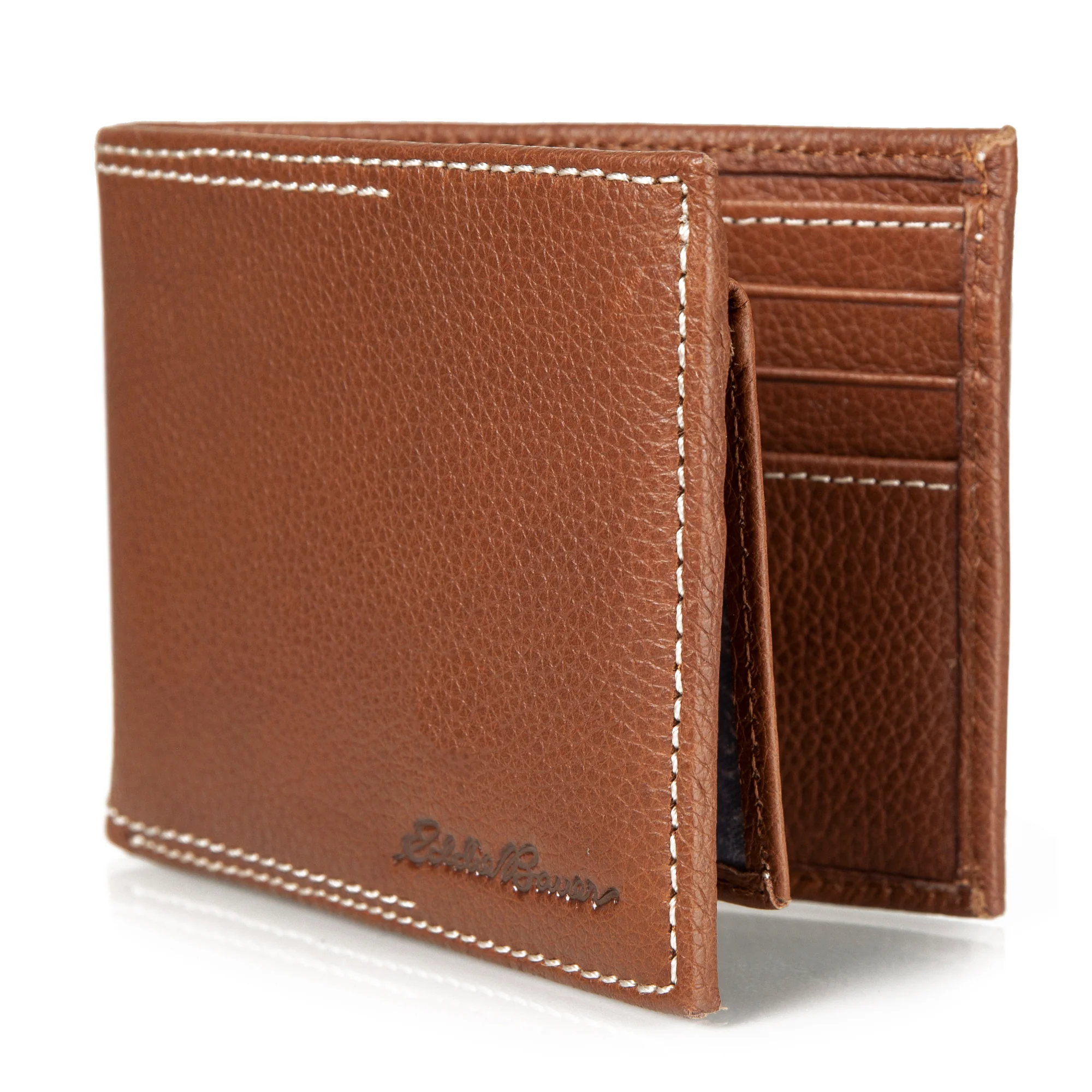 EB Signature Top Stitch Leather Passcase Wallet - Image 7