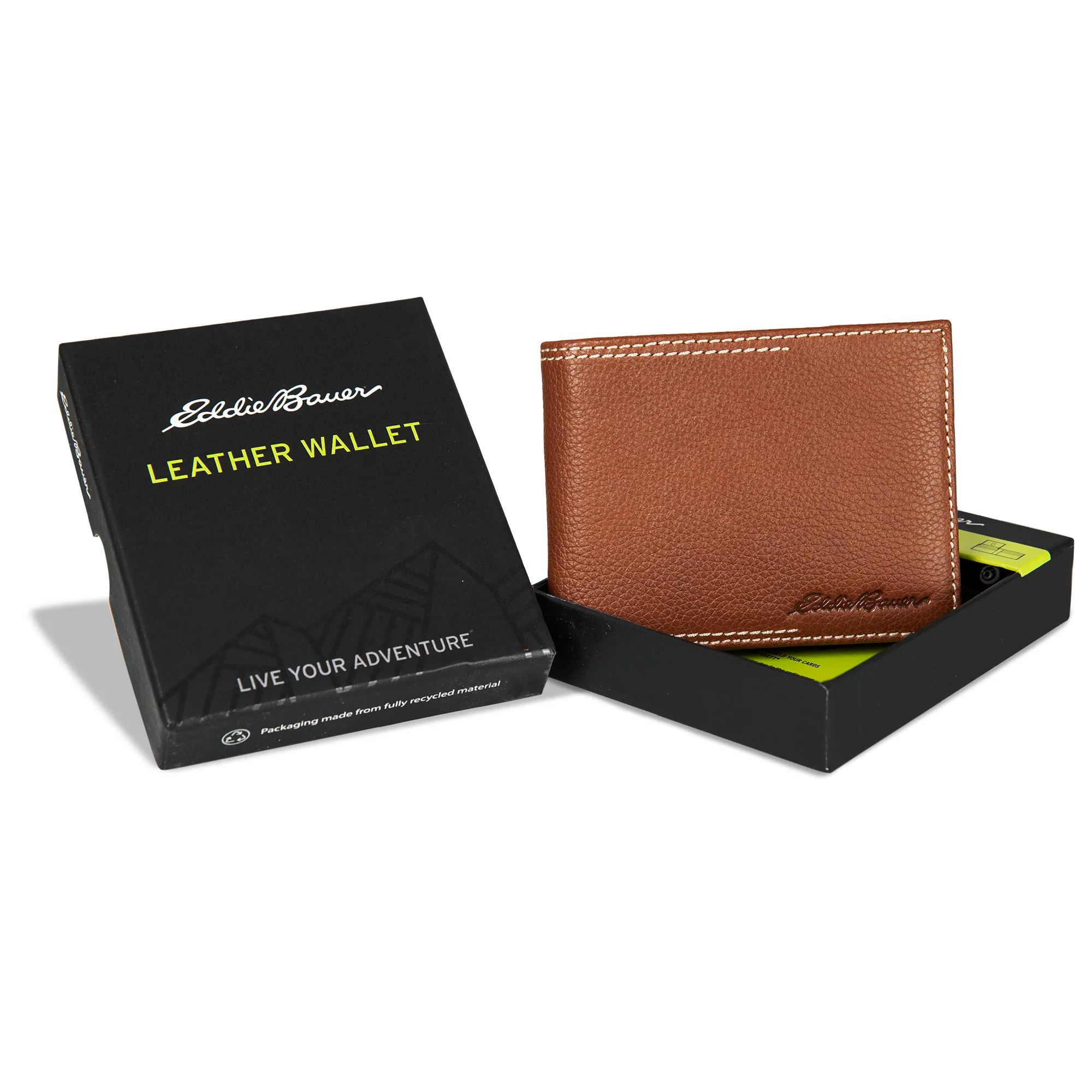 EB Signature Top Stitch Leather Passcase Wallet - Image 8