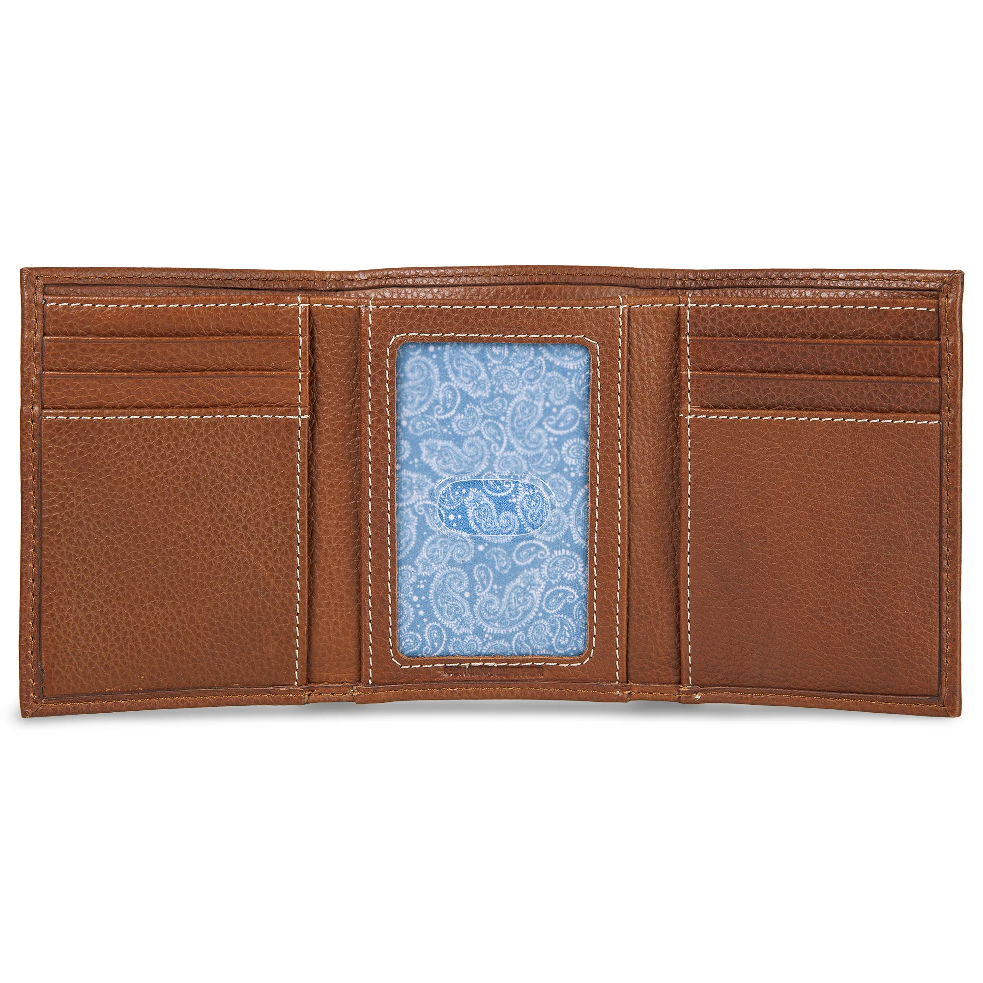 EB Signature Top Stitch Leather Trifold Wallet - Image 4
