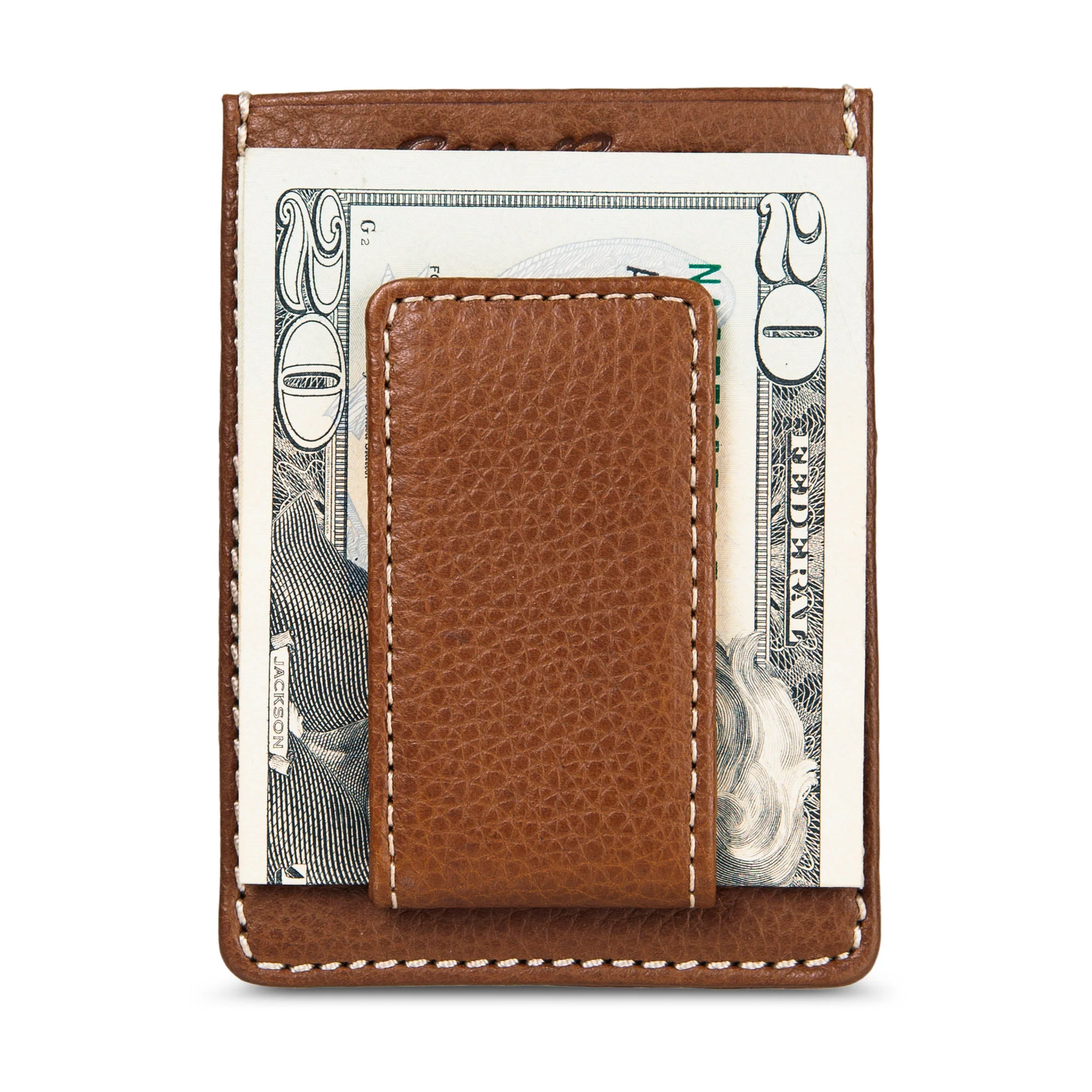 EB Signature Top Stitch Magnetic Leather Card Case - Image 5