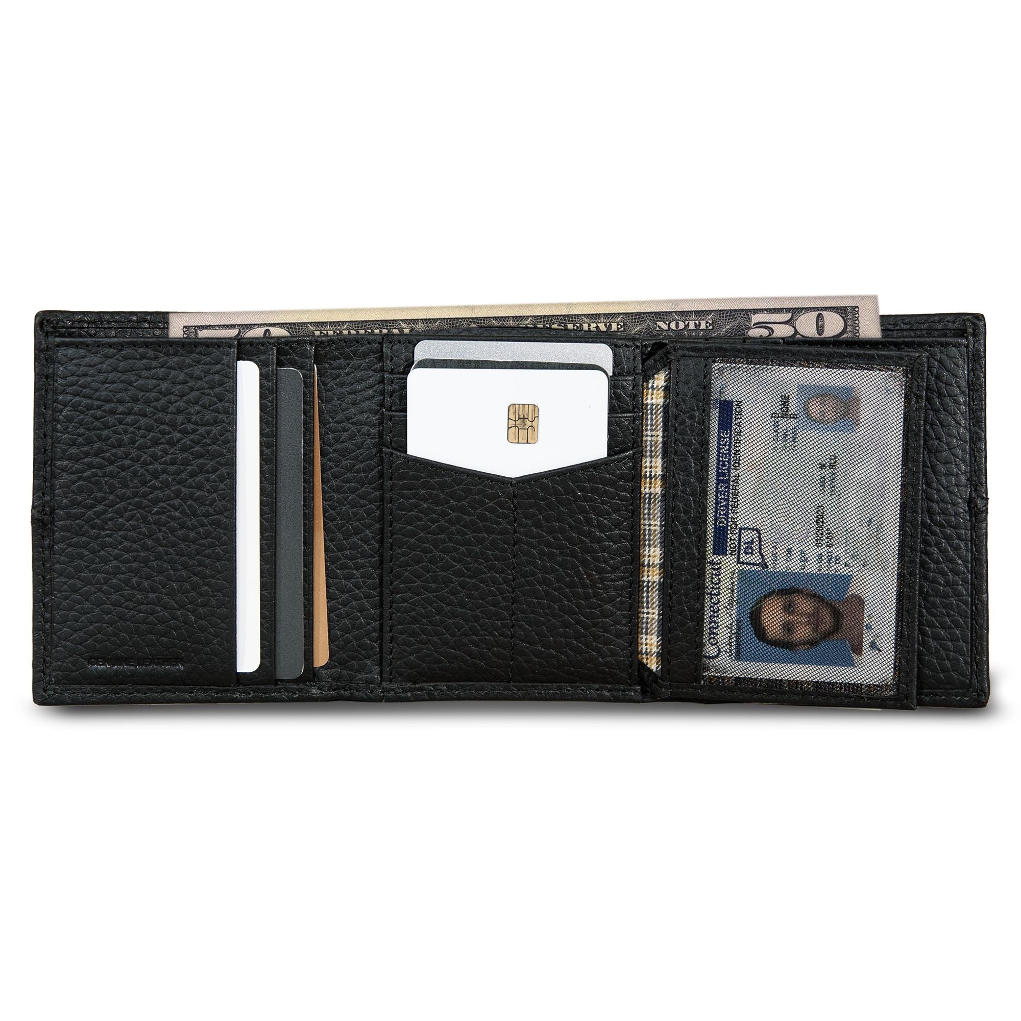 Extra Capacity Rugged Leather Trifold With Flip Id - Image 16