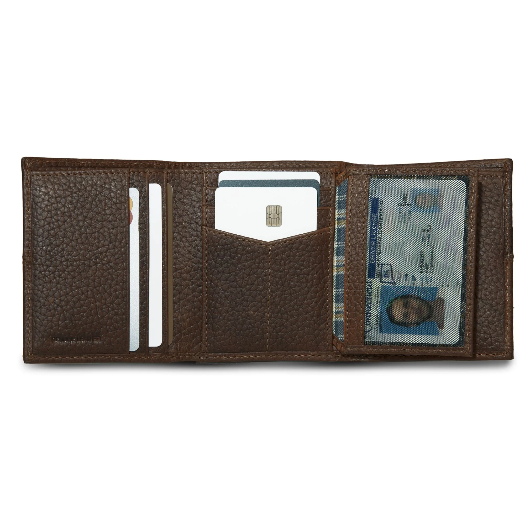 Extra Capacity Rugged Leather Trifold With Flip Id - Image 17