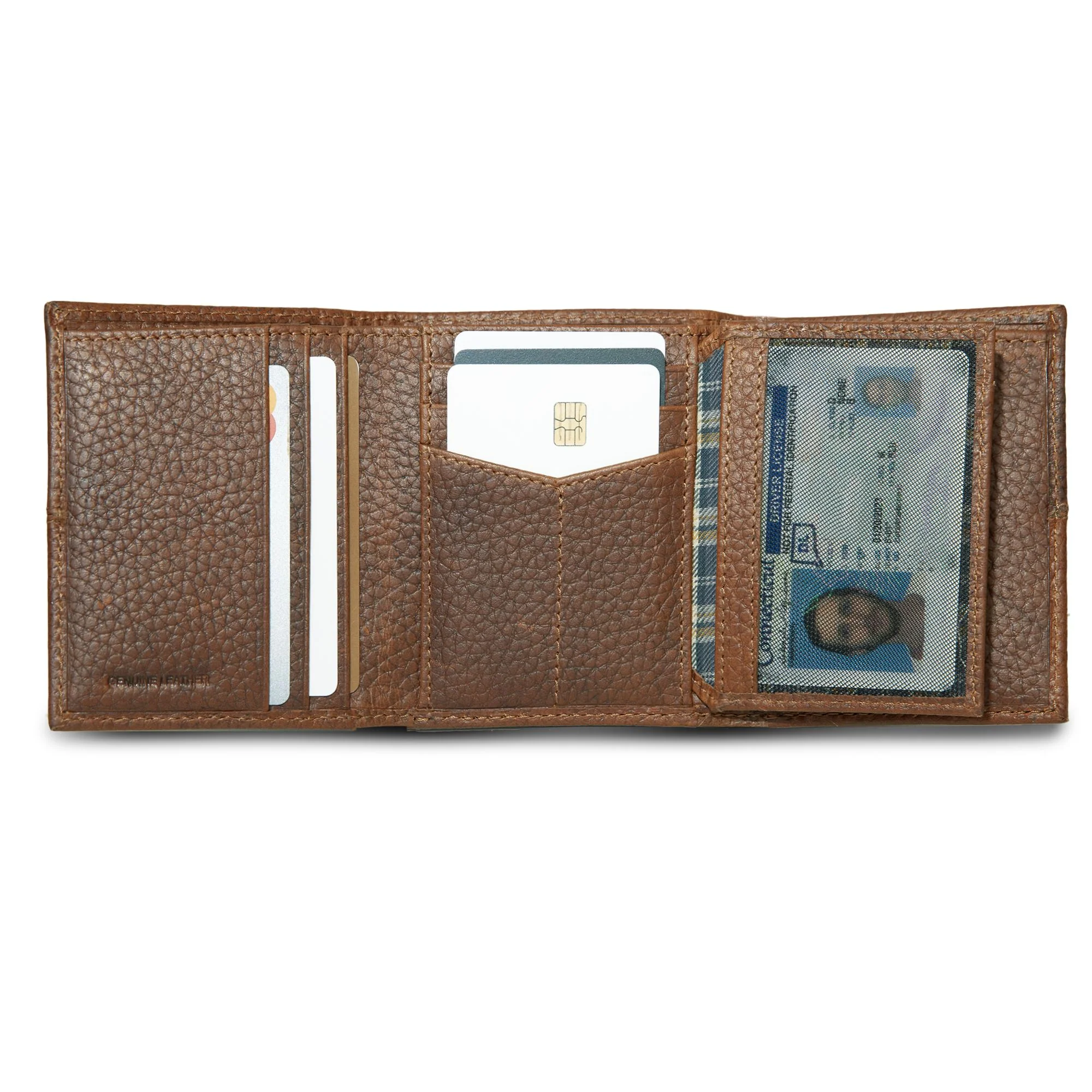 Extra Capacity Rugged Leather Trifold With Flip Id - Image 18
