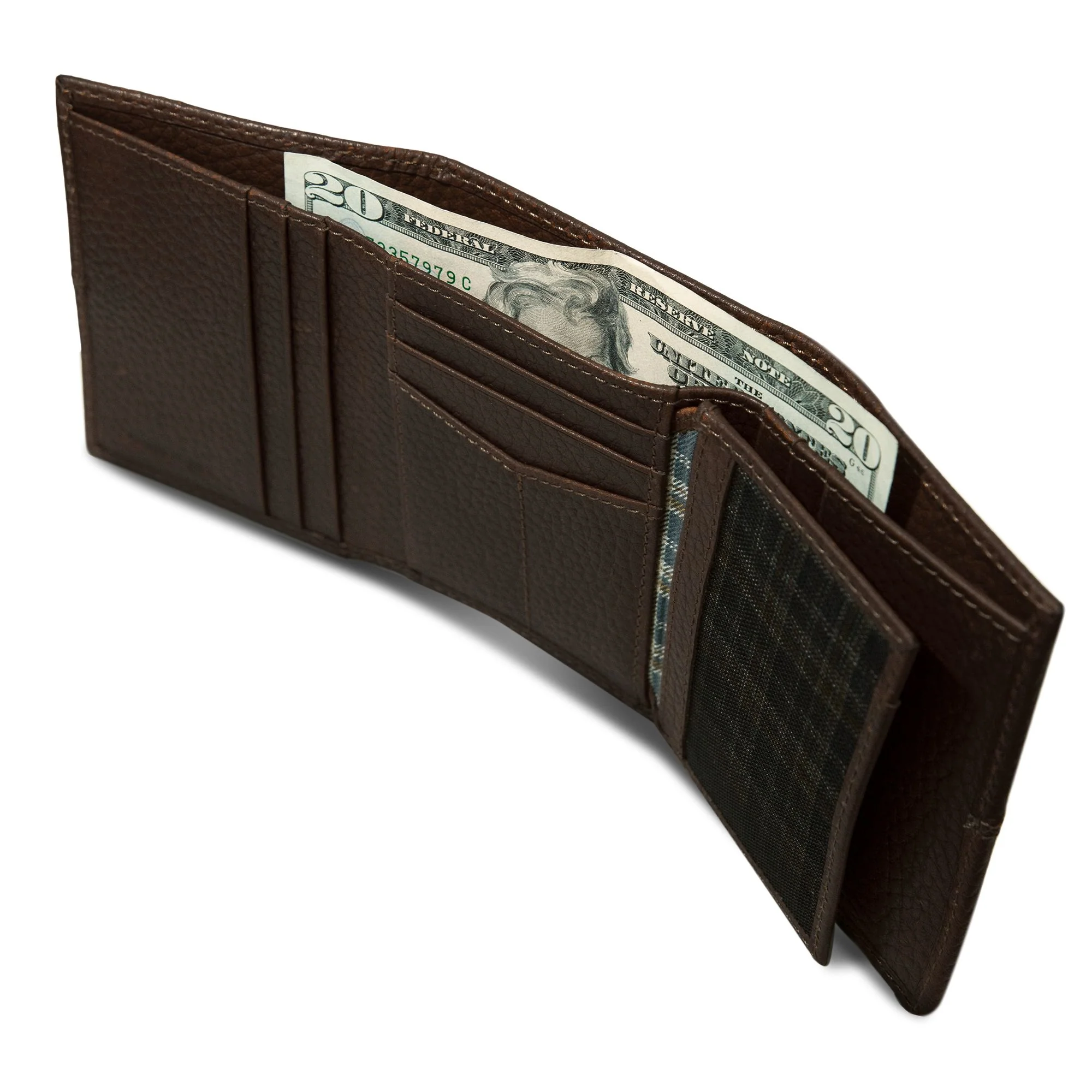 Extra Capacity Rugged Leather Trifold With Flip Id - Image 23