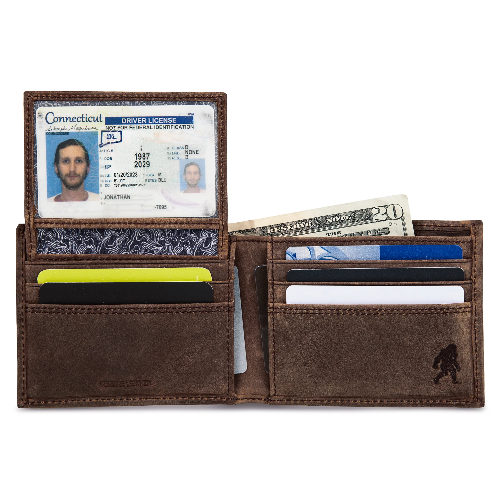 Leather Removable Passcase Wallet With Embossed Sasquatch - Image 5