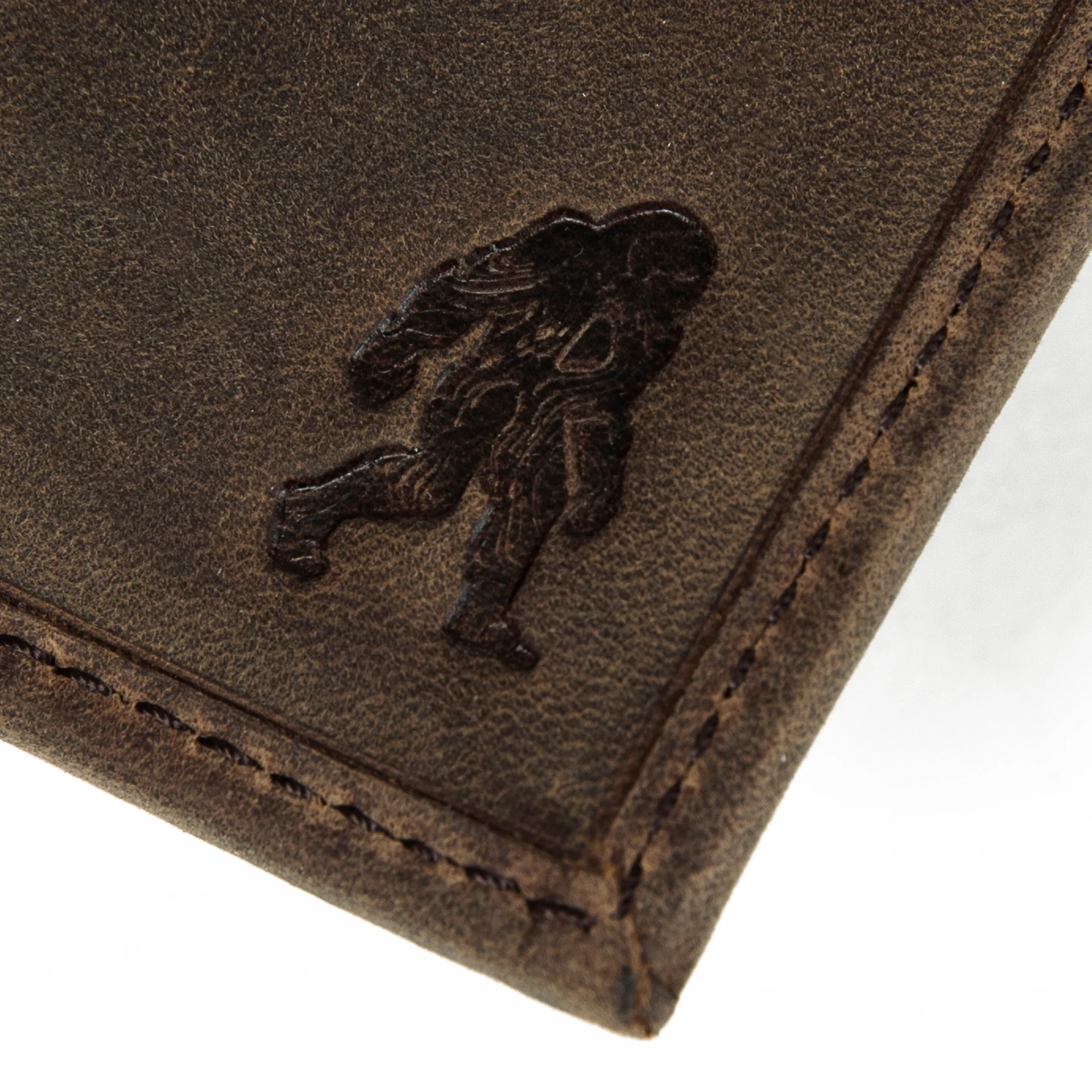 Leather Trifold Wallet With Embossed Sasquatch - Image 4