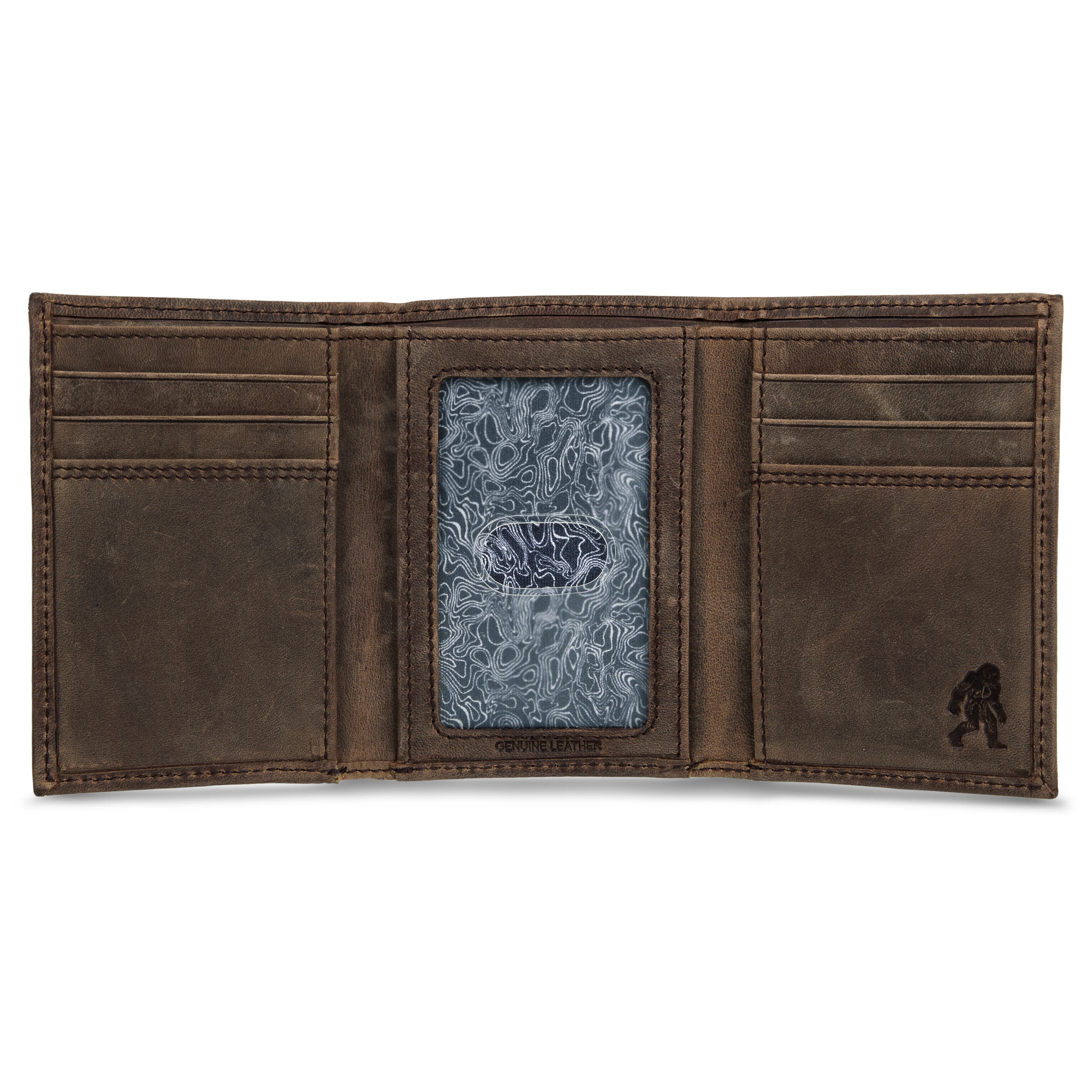 Leather Trifold Wallet With Embossed Sasquatch - Image 6