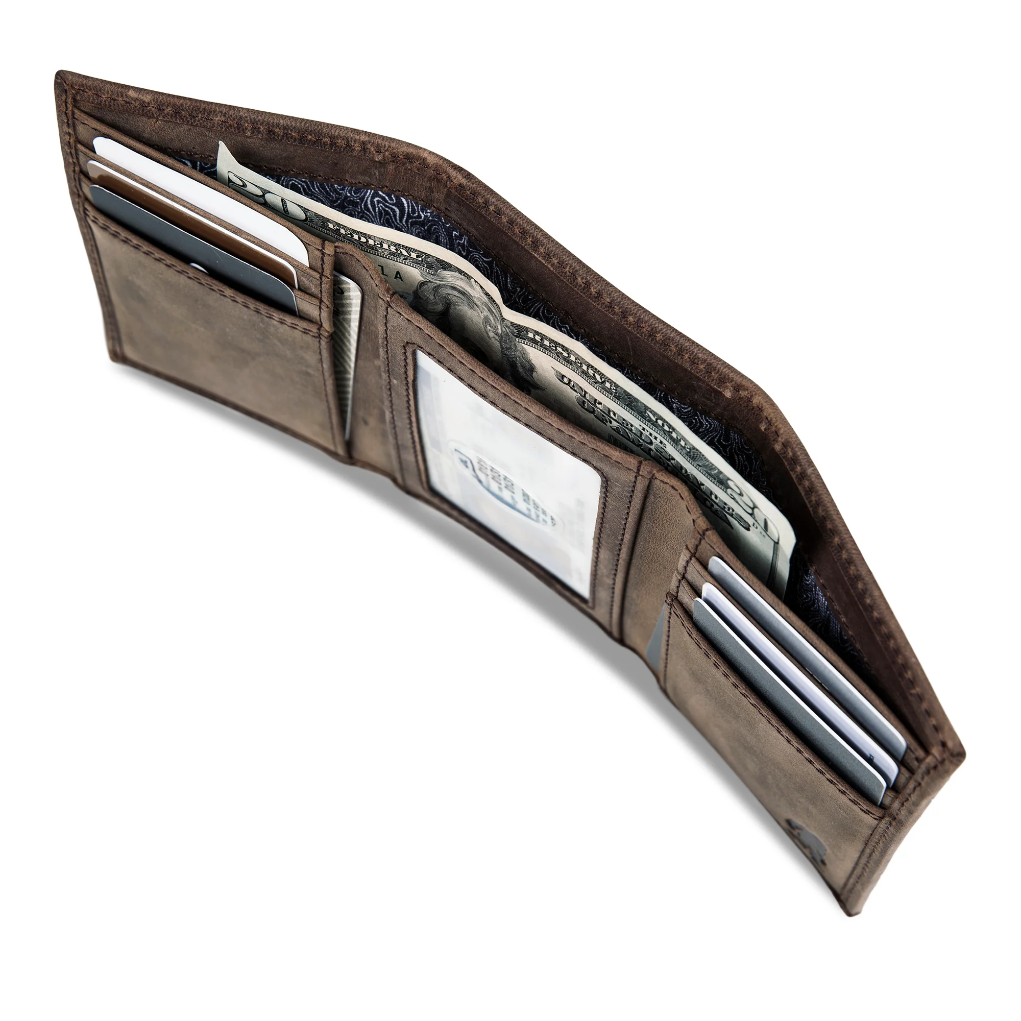 Leather Trifold Wallet With Embossed Sasquatch - Image 9