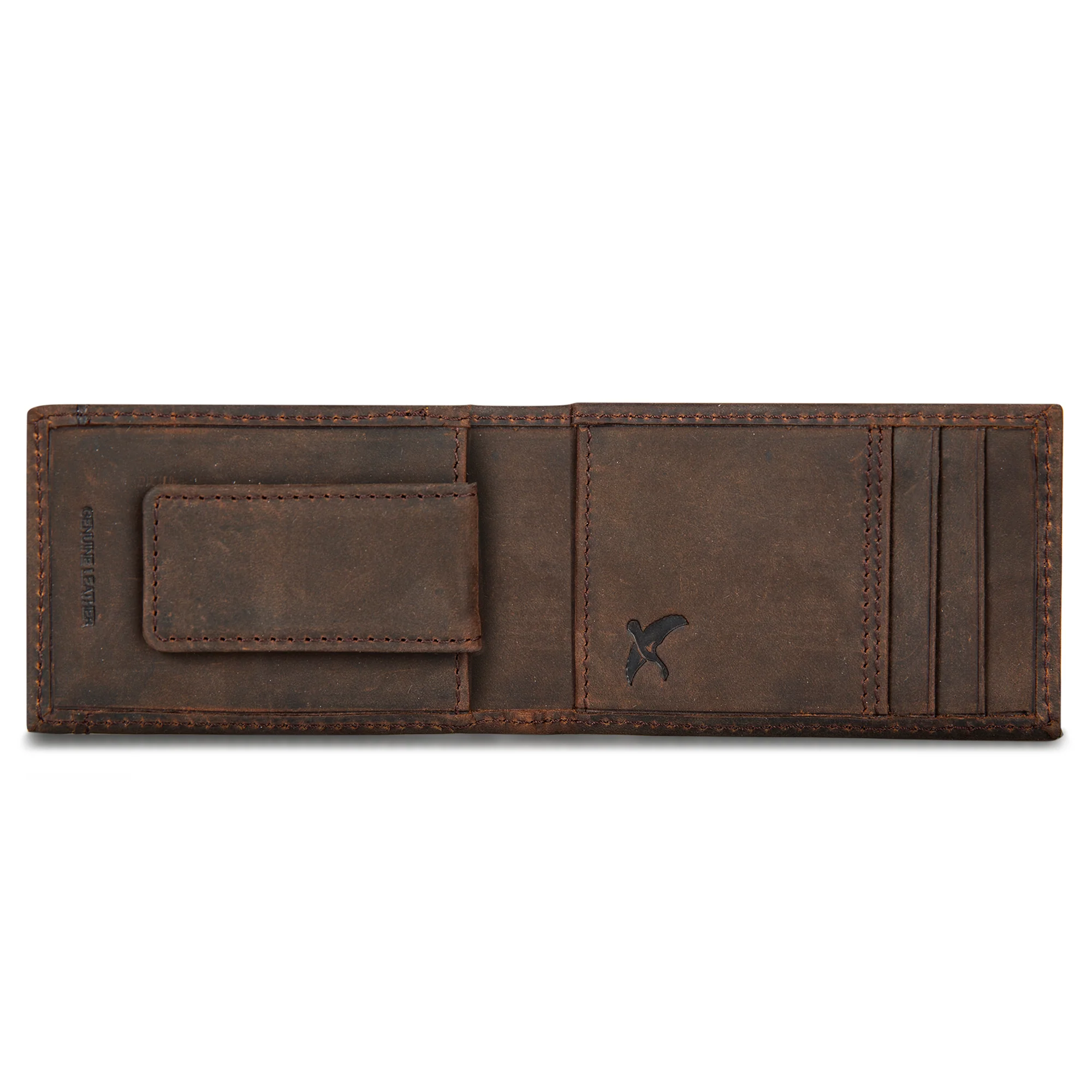 Money Clip Bifold Leather Wallet With Embossed Sasquatch - Image 4