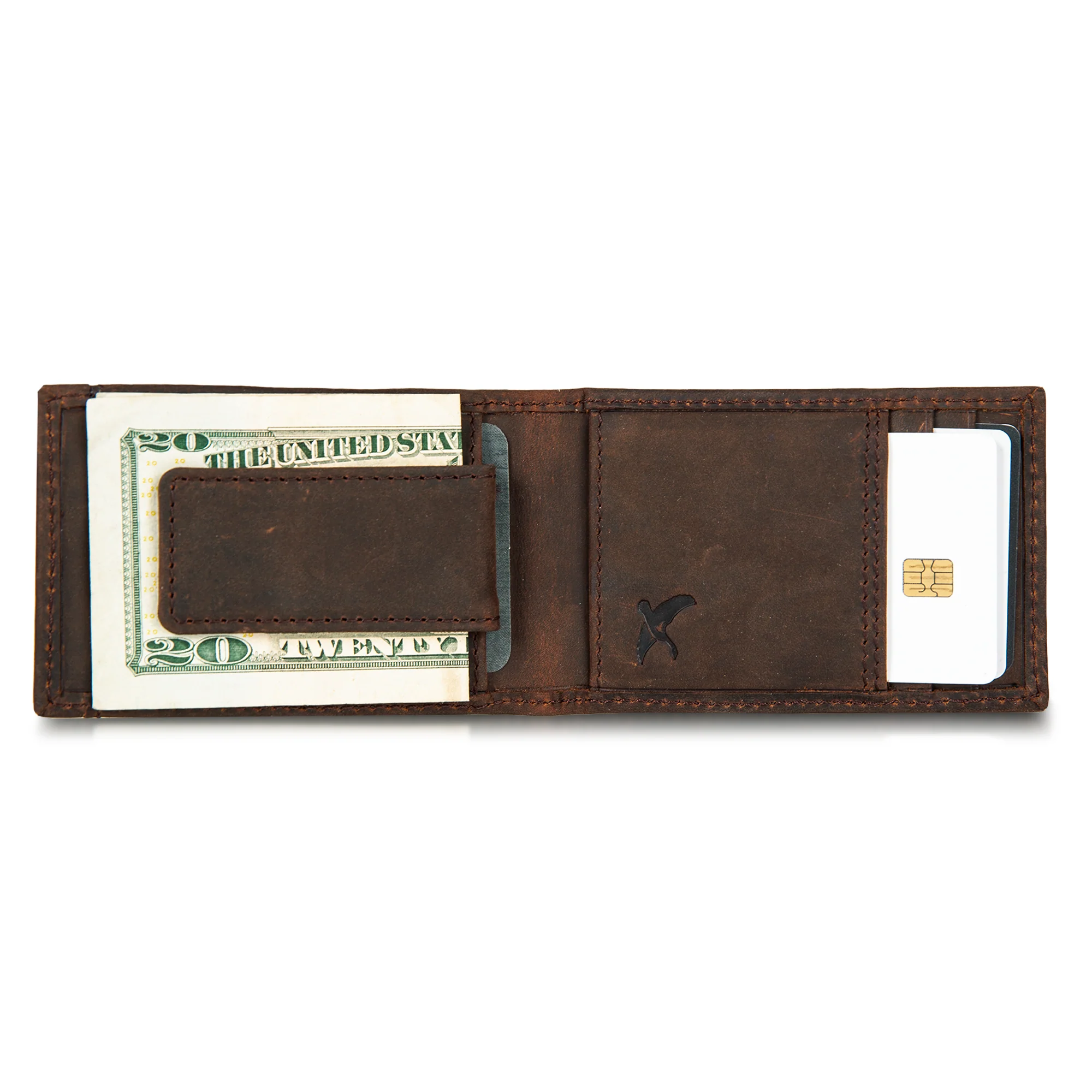 Money Clip Bifold Leather Wallet With Embossed Sasquatch - Image 5