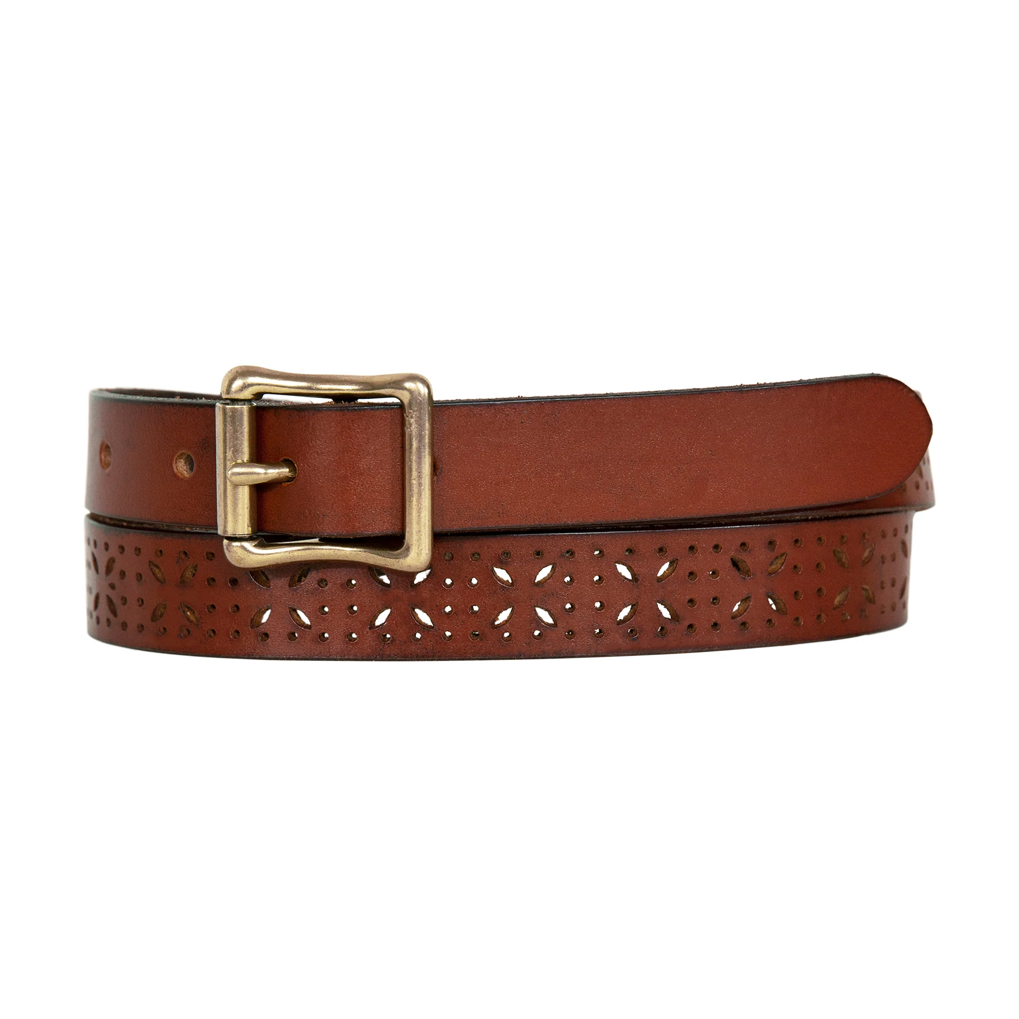 Perforated Pattern Leather Belt - Image 8