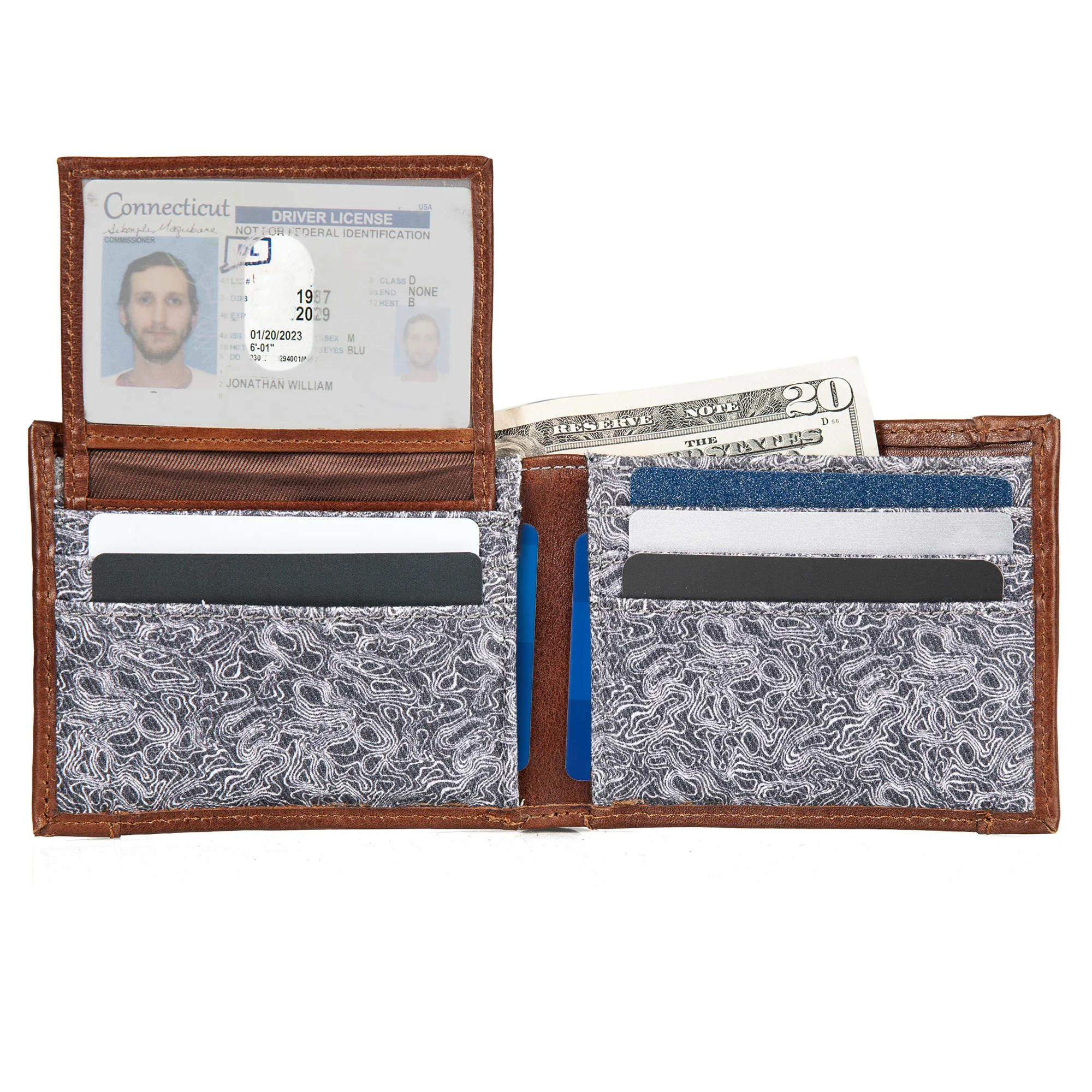 Pioneer Leather And Printed Cotton Canvas Passcase Wallet - Image 4