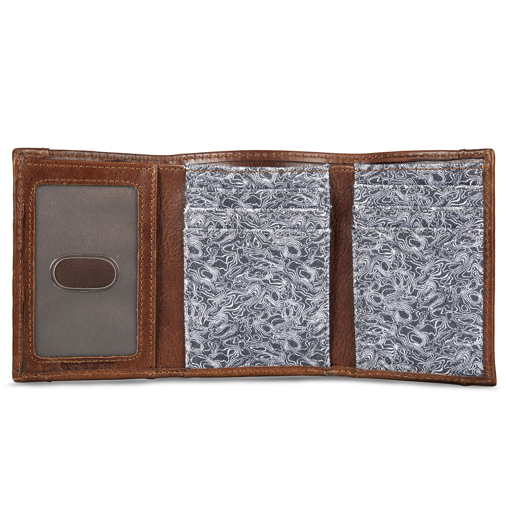Pioneer Leather And Printed Cotton Canvas Trifold Wallet - Image 5