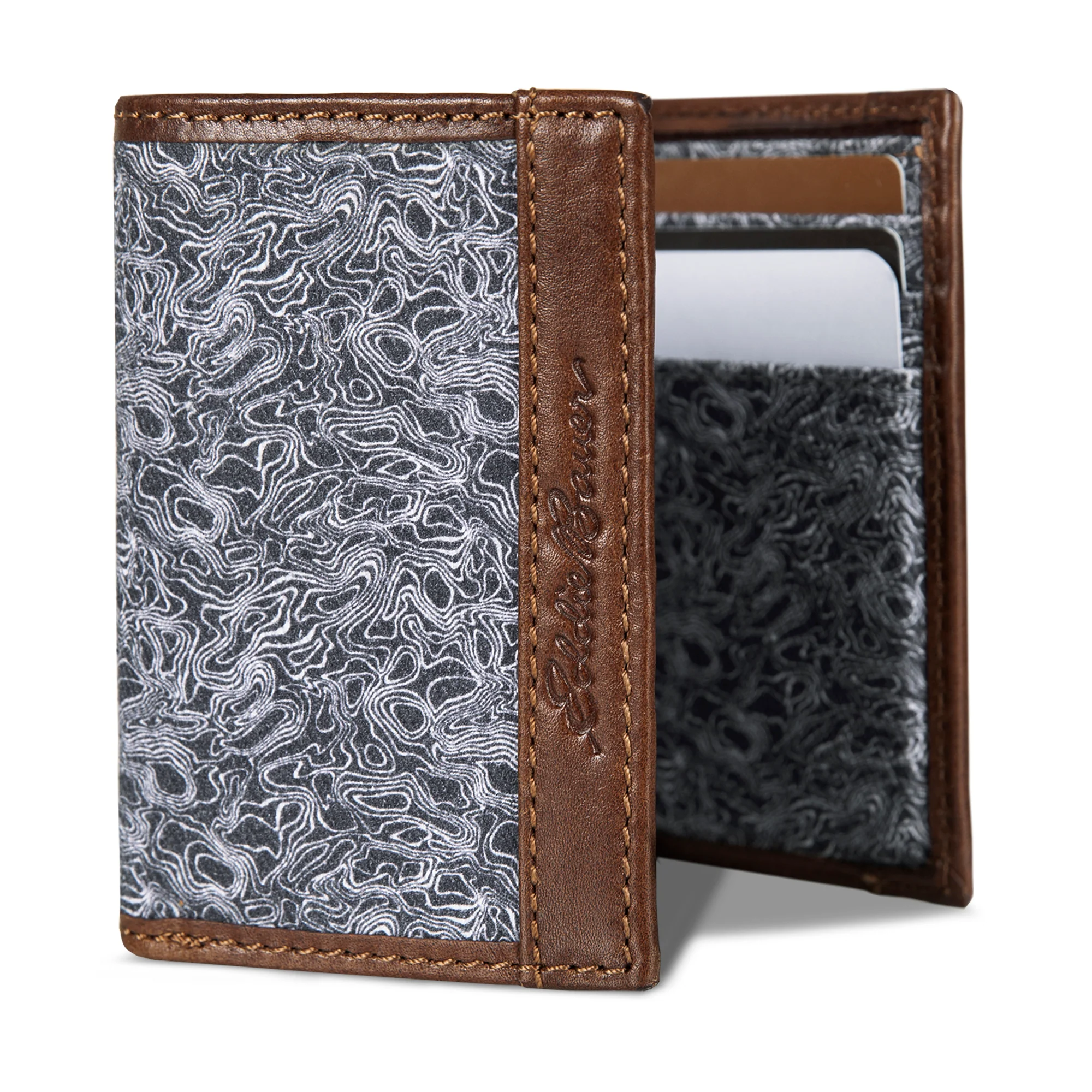Pioneer Leather And Printed Cotton Canvas Trifold Wallet - Image 7
