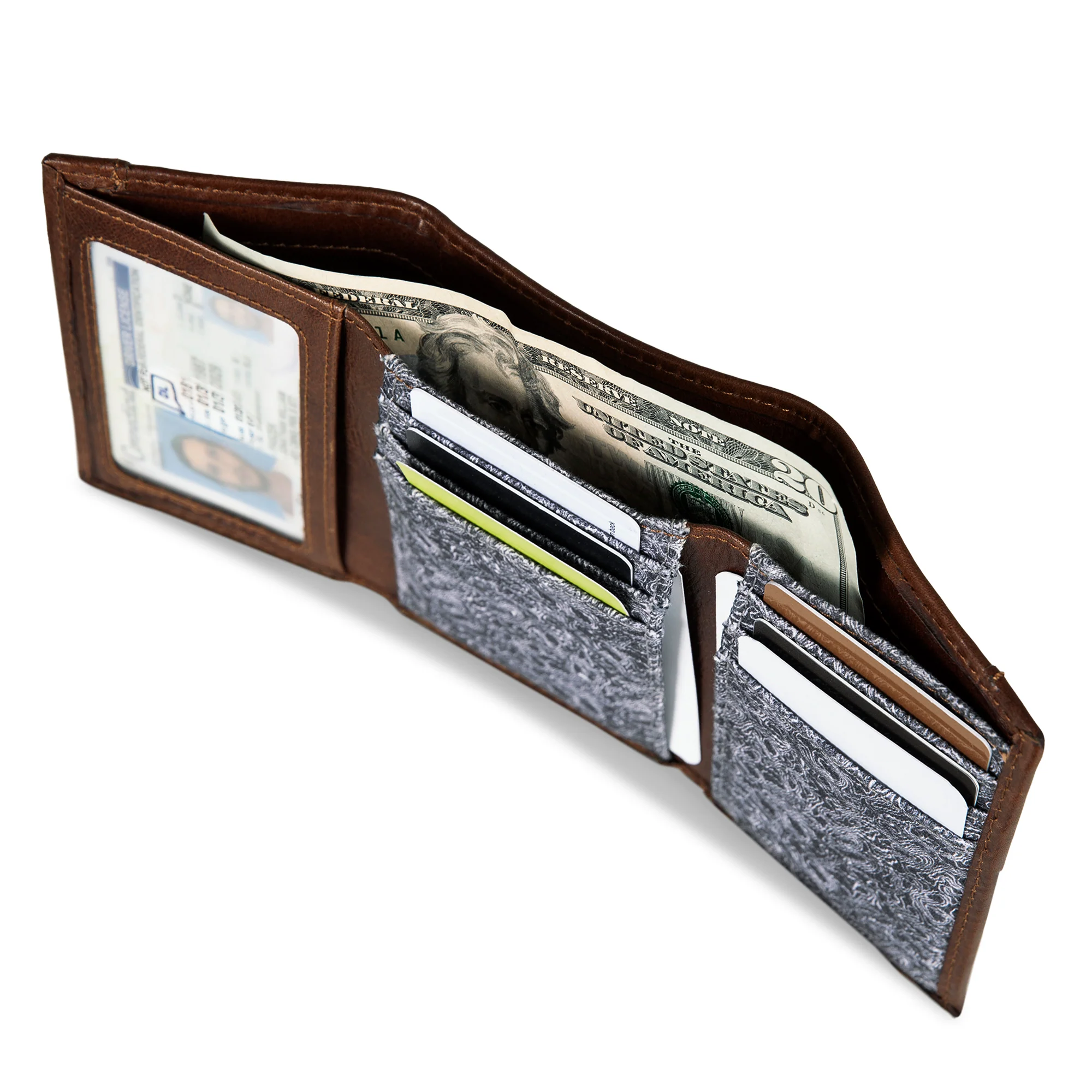 Pioneer Leather And Printed Cotton Canvas Trifold Wallet - Image 8