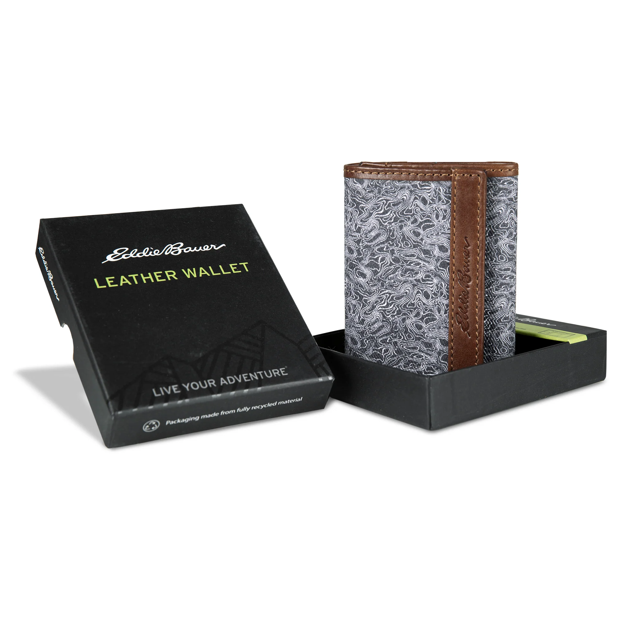 Pioneer Leather And Printed Cotton Canvas Trifold Wallet - Image 9