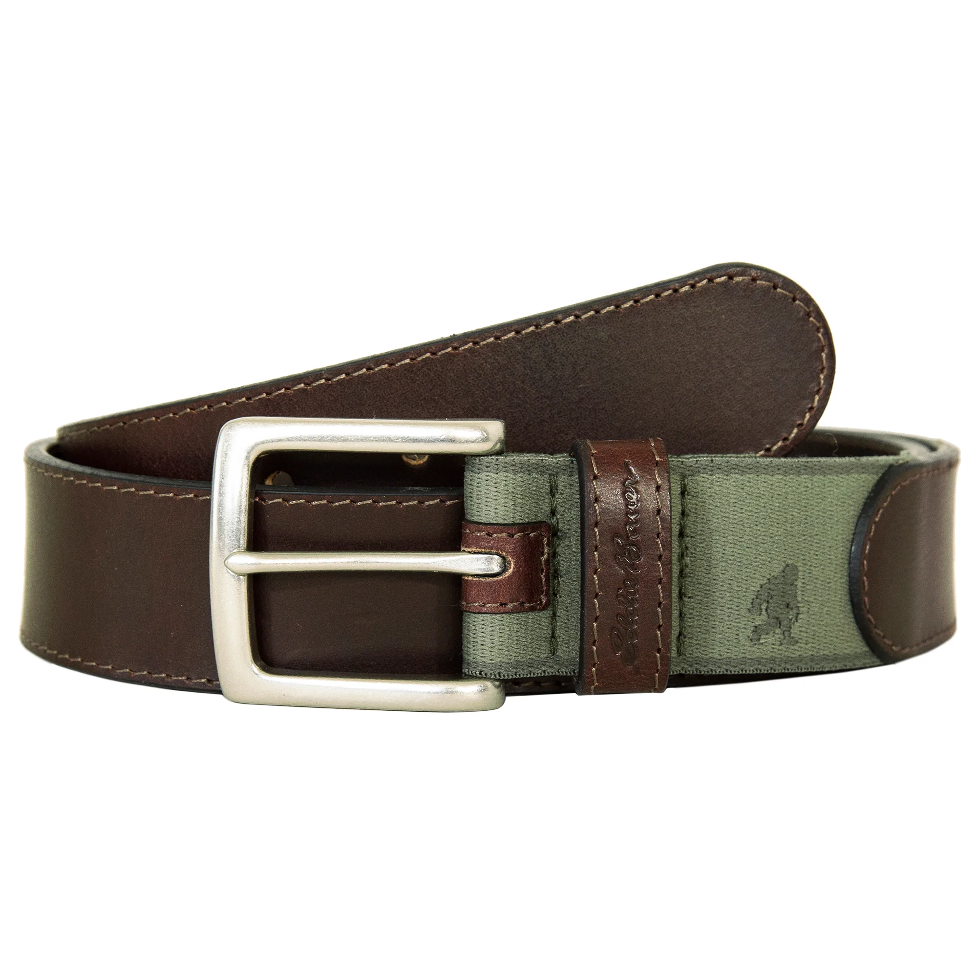 Rugged Leather Belt With Stretch Tab And Sasquatch Design - Image 2