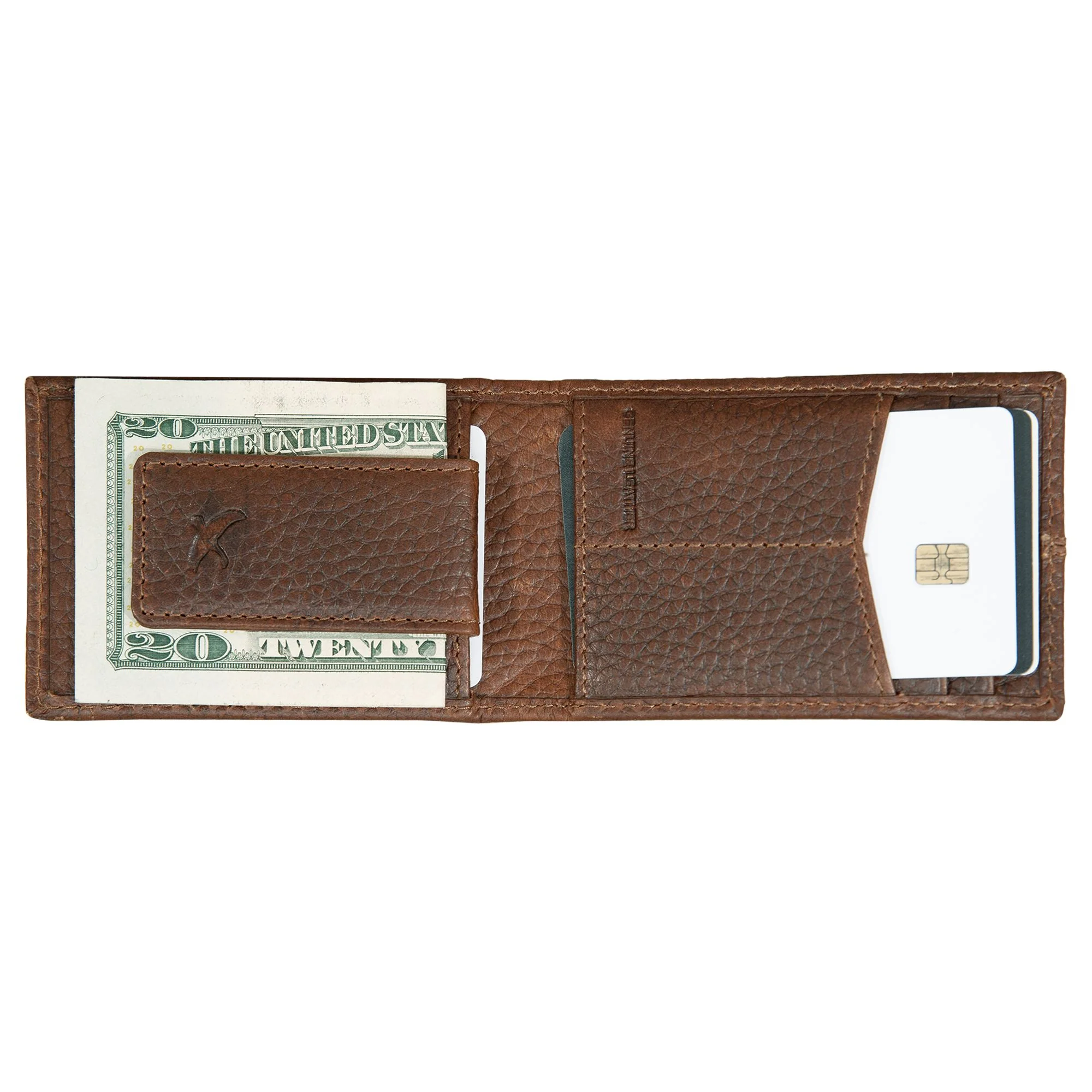 Rugged Leather Money Clip Bifold Wallet - Image 15