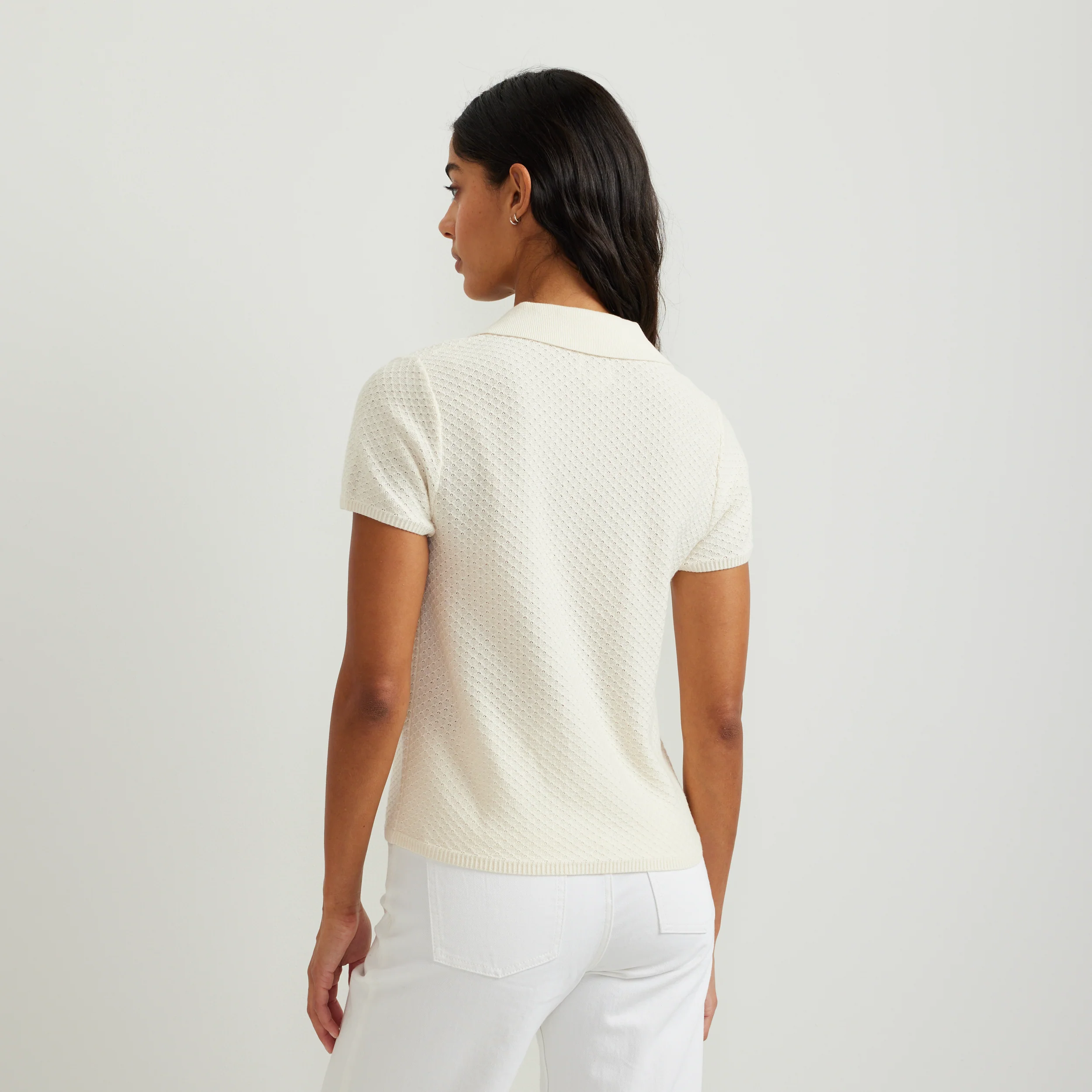 Women's Diamond Stitch Short Sleeve Pullover Sweater - Image 7
